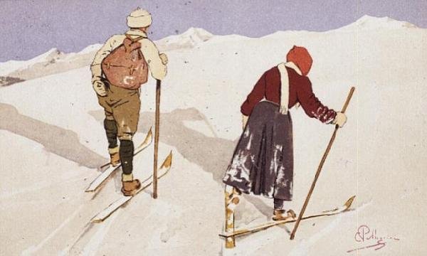 Kros kayakçıları (renkli taş) by Carlo Pellegrini