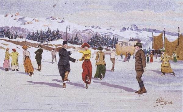 Buz Pistinde Patenciler (renkli taş) by Carlo Pellegrini