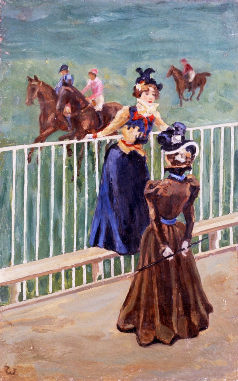 Paris, yarış pistinde, Carlo Wostry (1865-1943), tuval üzerine yağlıboya, 55x35 cm by Carlo Wostry