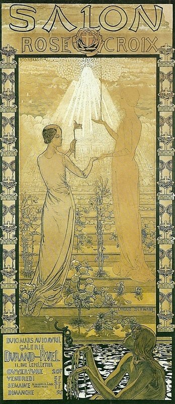 İlk Gül Haç Sergisi Afişi by Carlos Schwabe