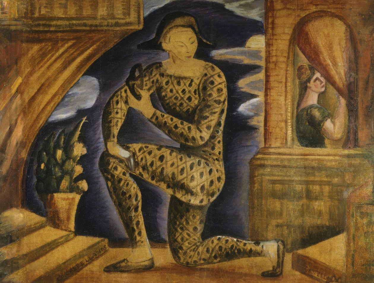 Harlequin ve Colombine (tuval üzerine yağlı boya) by Carlos Alberto Castellanos