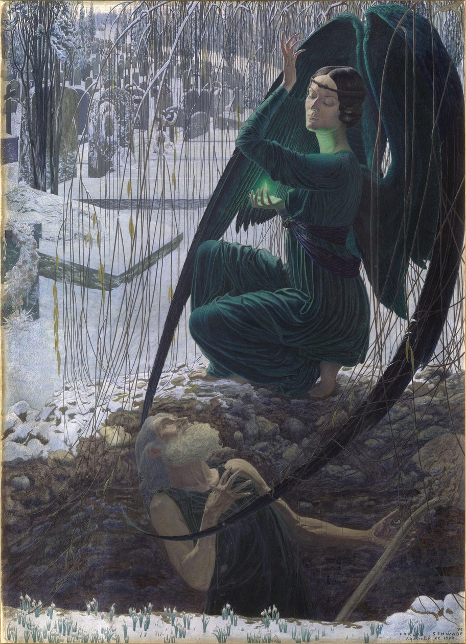 Mezarcının Ölümü 1895-1900 by Carlos Schwabe