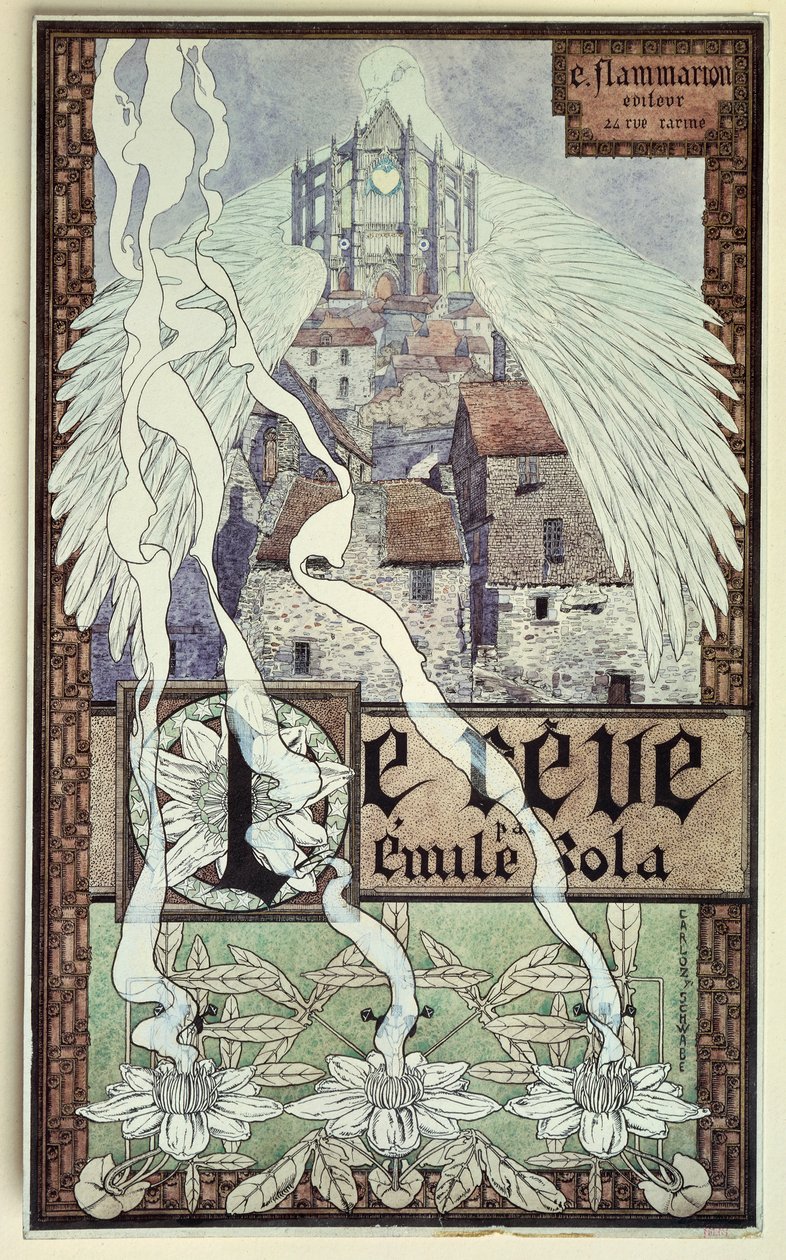 Rüya, Emile Zola'nın (Paris) romanının başlık sayfası by Carlos Schwabe