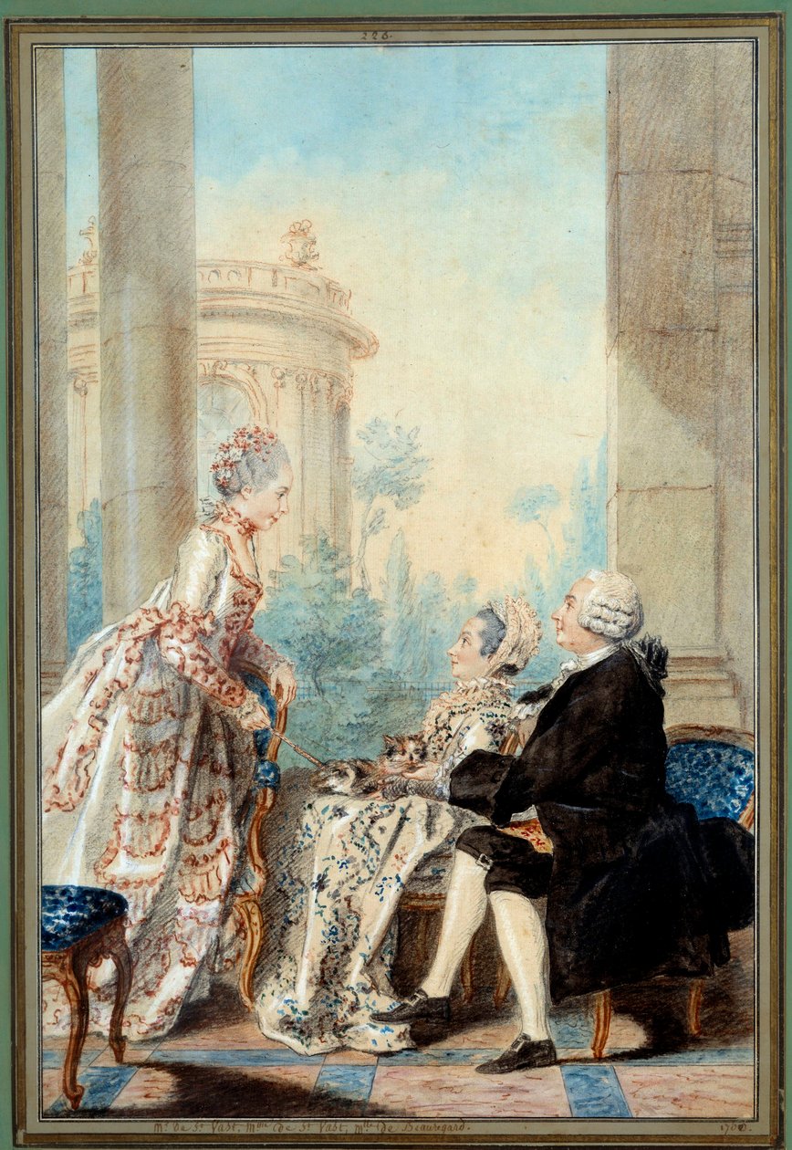 Mösyö ve Madame de Saint Vast ve Mademoiselle de Beauregard Louis Carrogis ve Carmontelle tarafından Suluboya by Carmontelle
