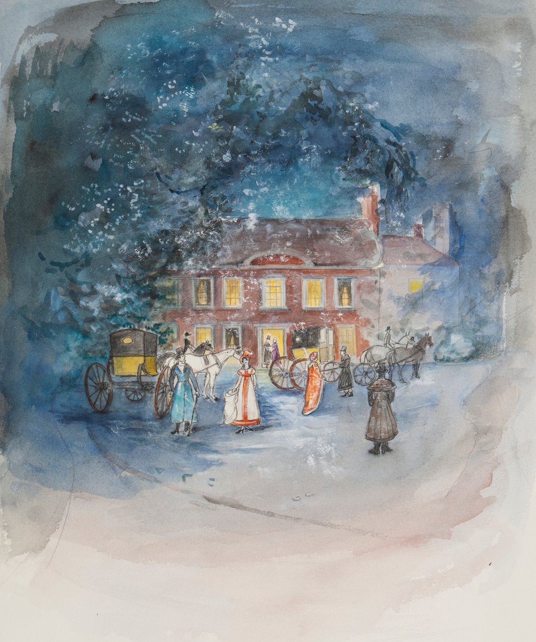 Ve zil çaldı ve arabalar konuşuldu, 2010 (kağıt üzerinde pastel & wc) by Caroline Hervey Bathurst