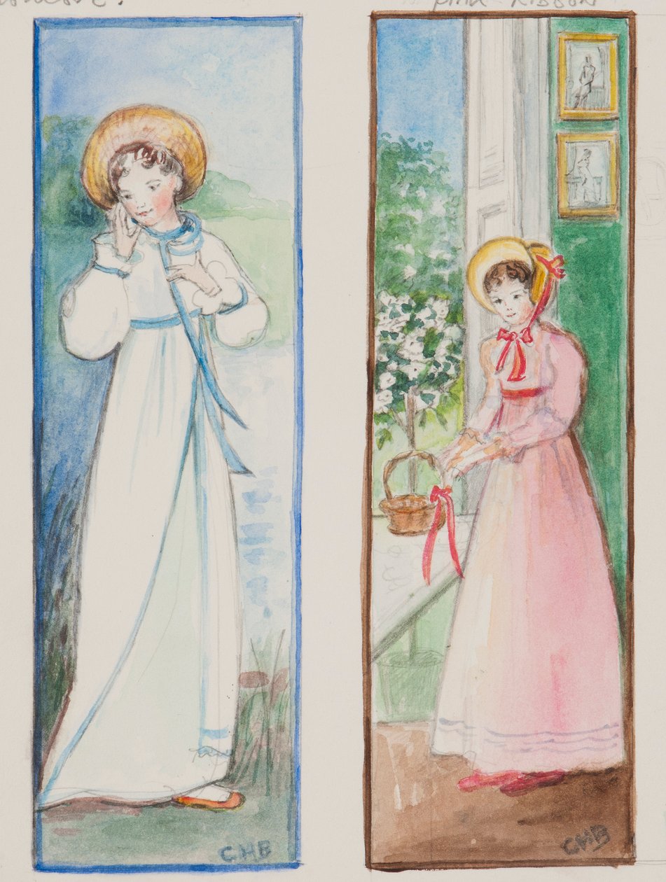 Elizabeth Bennet ve Emma Woodhouse, 2011 (kağıt üzerinde wc) by Caroline Hervey Bathurst