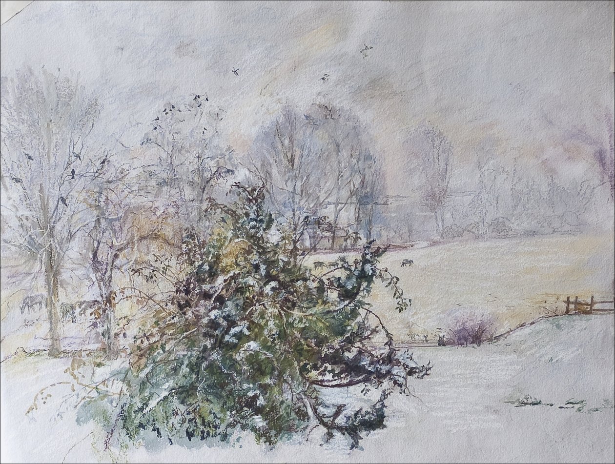 Penceremizden Kış, 2009 (kağıt üzerine pastel & wc) by Caroline Hervey Bathurst