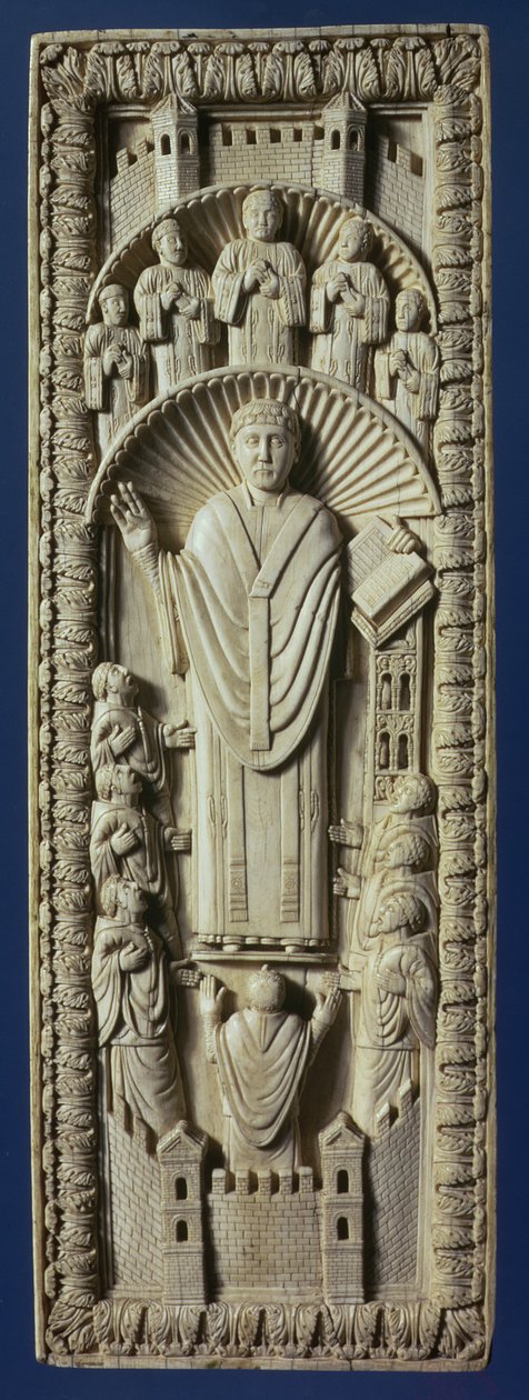 Korosu arasında bir Başpiskopos, MS 875 dolayları (fildişi panel) by Carolingian School