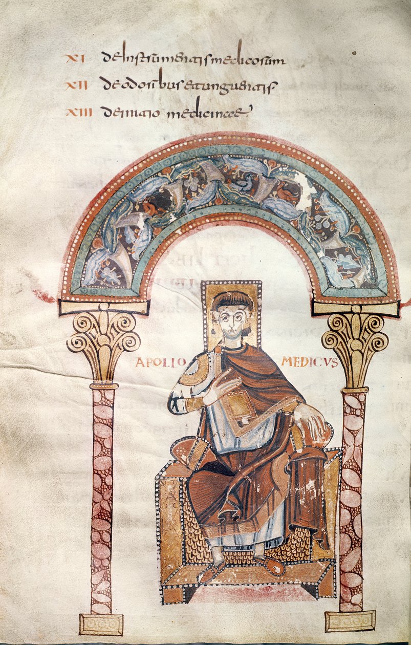 Ms CCII fol.91v Apollo Medicus, Etymologiae