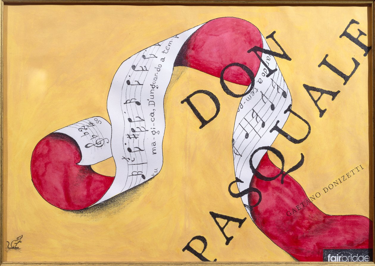 Don Pasquale (kalem ve mürekkep ve kağıt üzerine sulu boya) by Carolyn Hubbard Ford