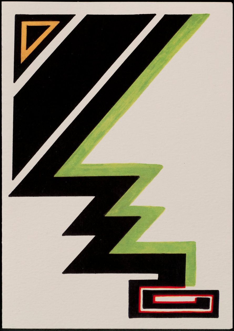 Deco Christmas Tree, 2012 (black and coloured ink on paper) by Carolyn Hubbard Ford