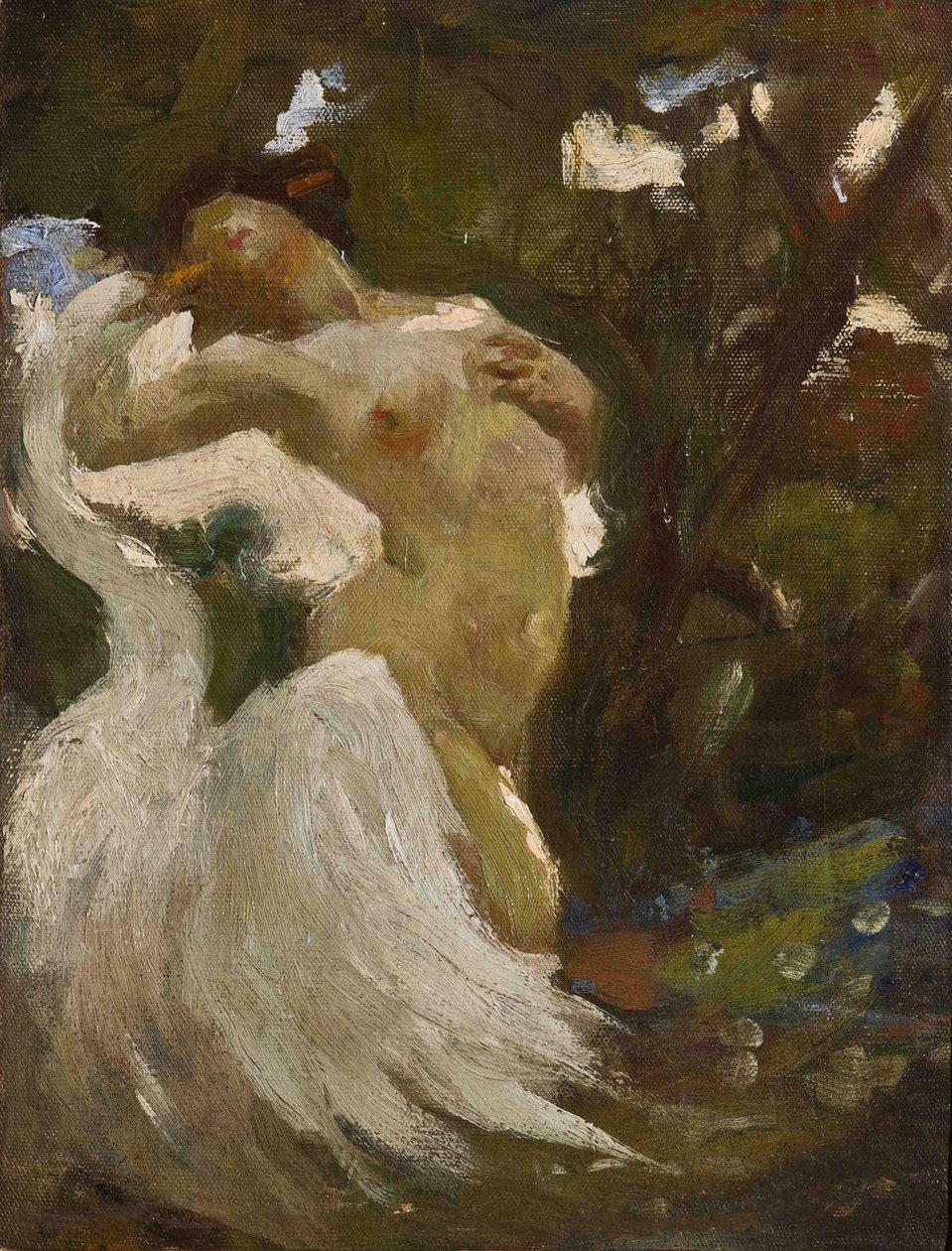 Leda ve Kuğu (tuval üzerine yağlı boya) by Casimiro Jodi