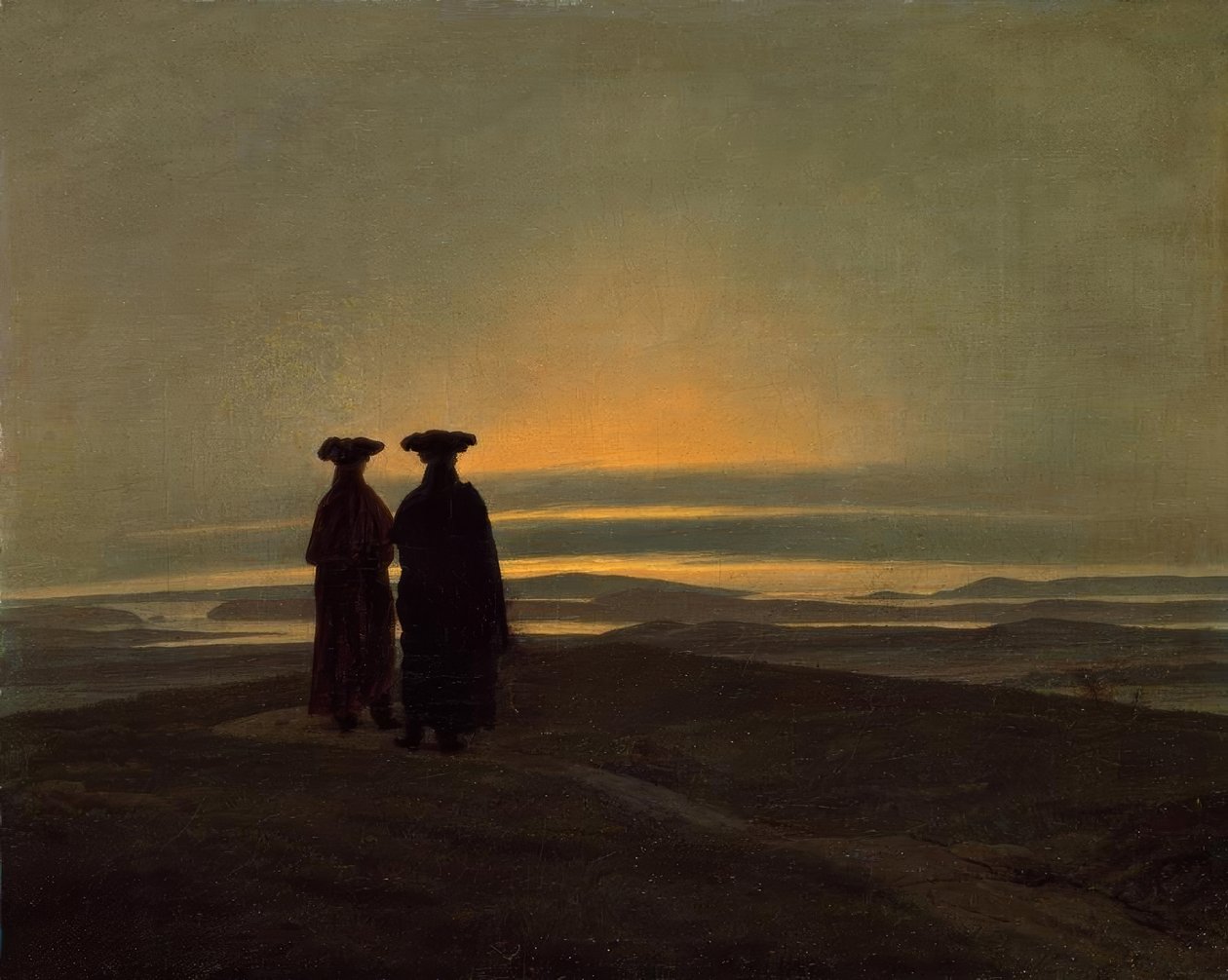 İki adamla akşam manzarası by Caspar David Friedrich
