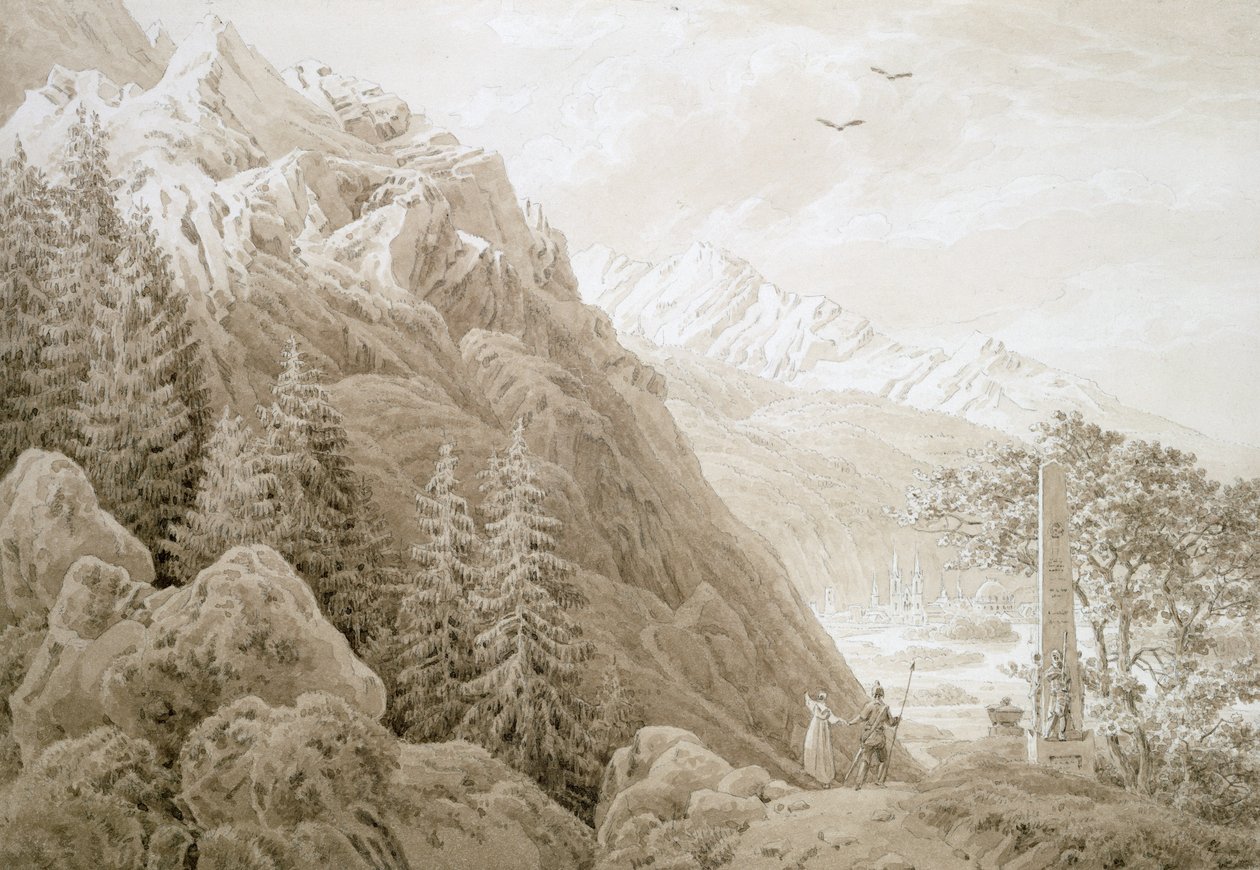Sonbahar (kağıt üzerine kalem üzerine mürekkep) by Caspar David Friedrich