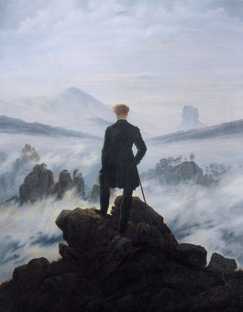 Nebel denizi üzerinde gezgin by Caspar David Friedrich