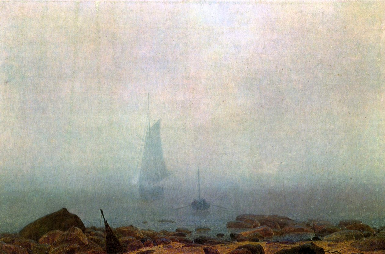 Sisin içinde deniz plajı by Caspar David Friedrich