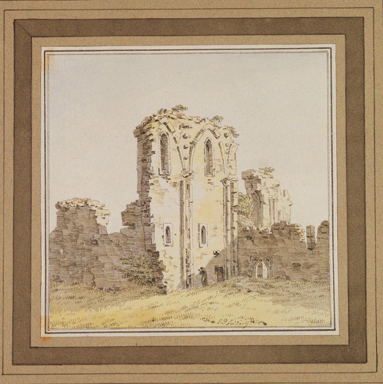 Manastır Harabeleri (Gotik Kilise Harabesi), c.1806 (kağıt üzerine kalem ve mürekkep ve wc) by Caspar David Friedrich