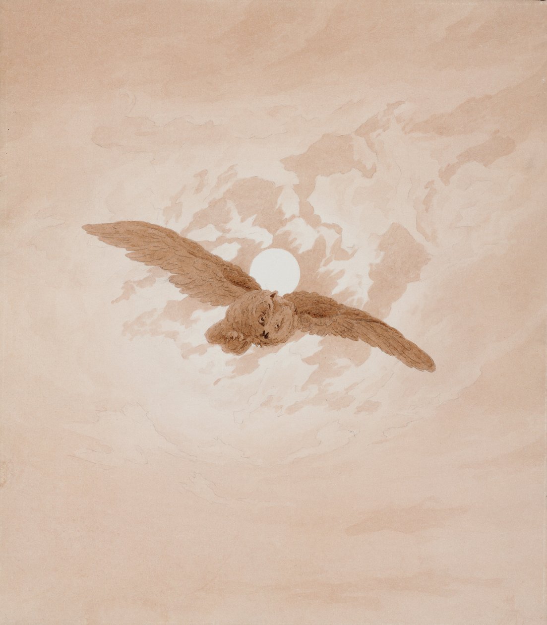 Mehtaplı bir gökyüzüne karşı uçan baykuş by Caspar David Friedrich