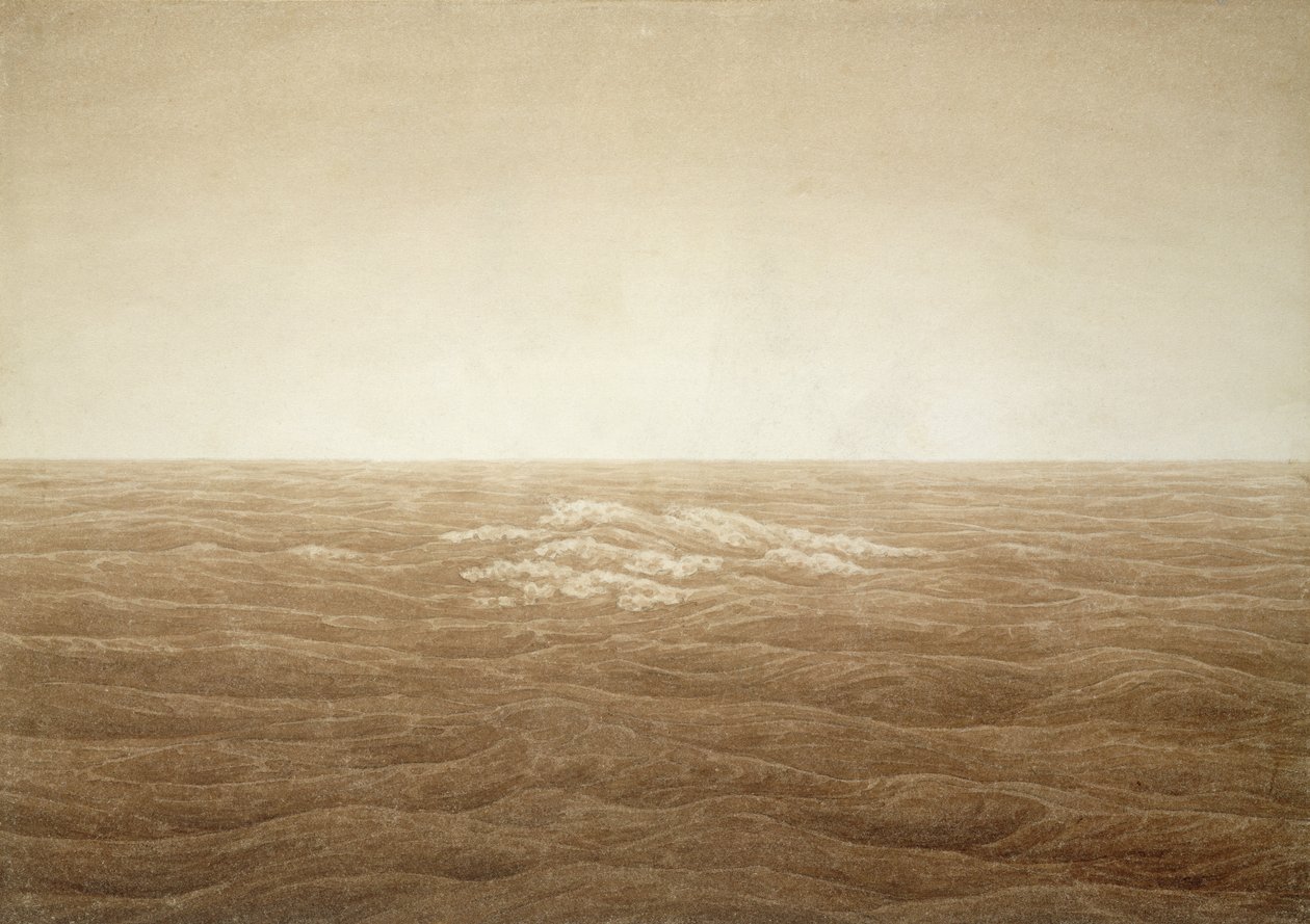 Sea at Sunrise, 1828 (kağıt üzerine kurşun kalem üzerine sepya mürekkebi) by Caspar David Friedrich