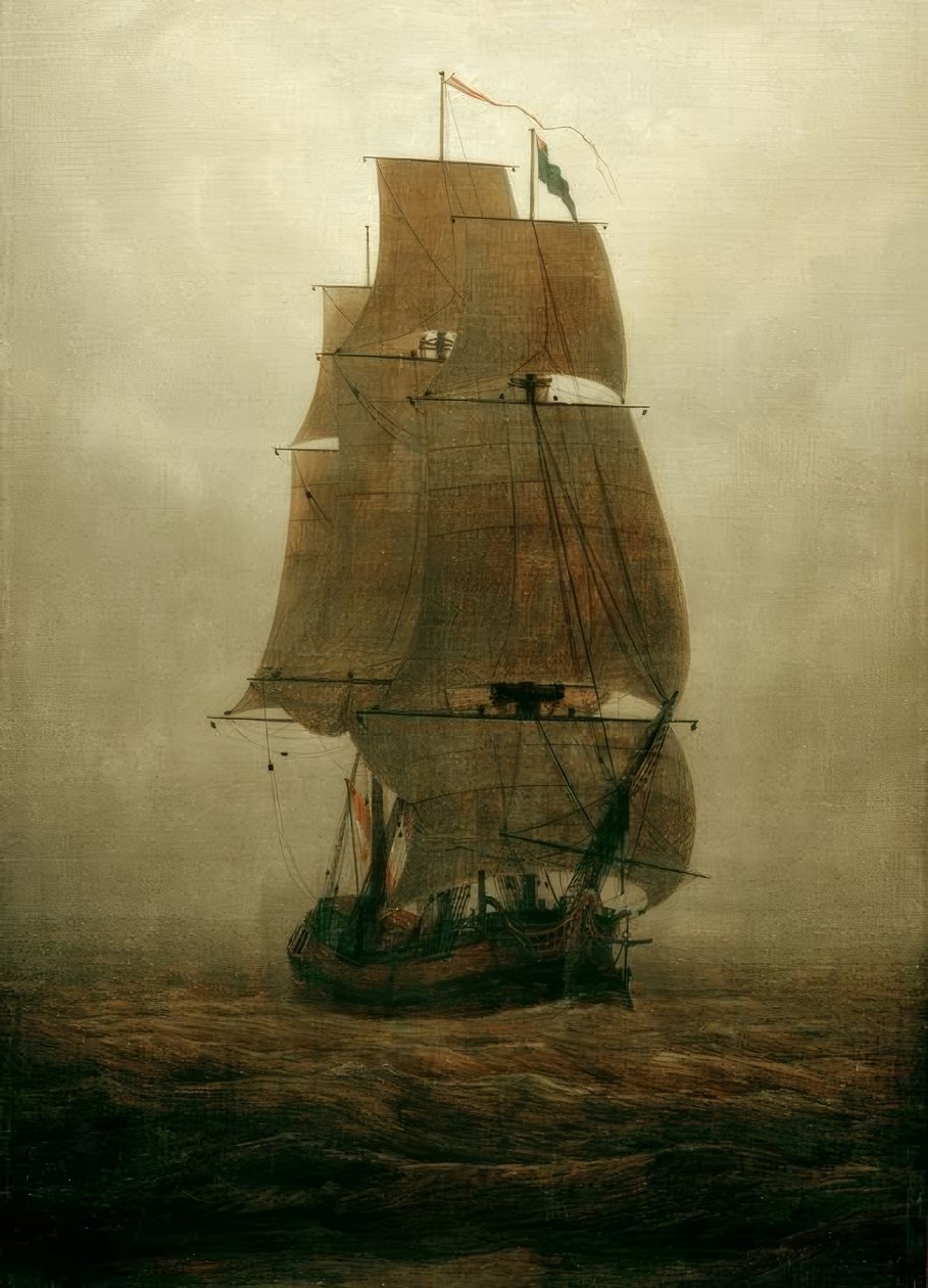 Sis içinde yelkenli gemi by Caspar David Friedrich
