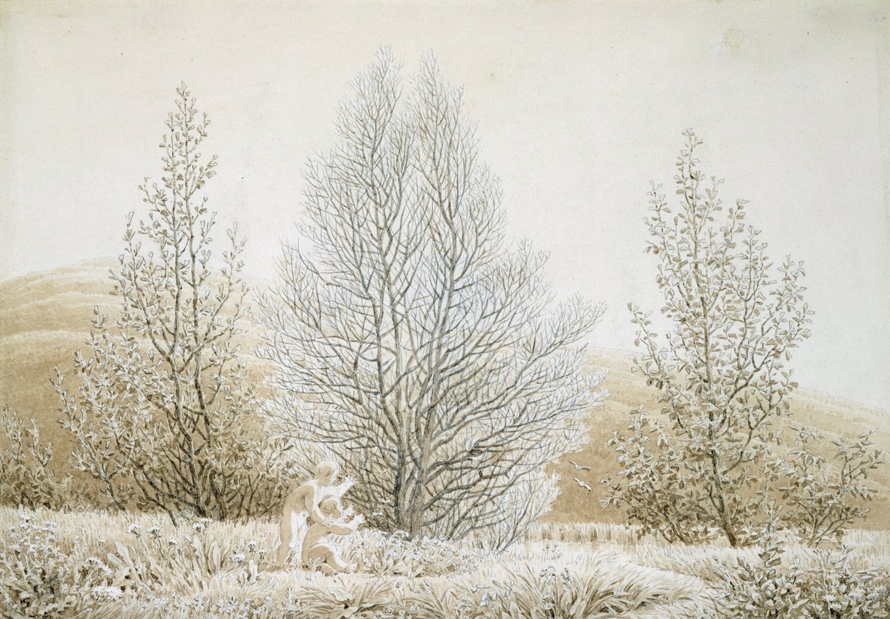 Bahar (kağıt üzerine sepya mürekkebi ve kurşun kalem) by Caspar David Friedrich