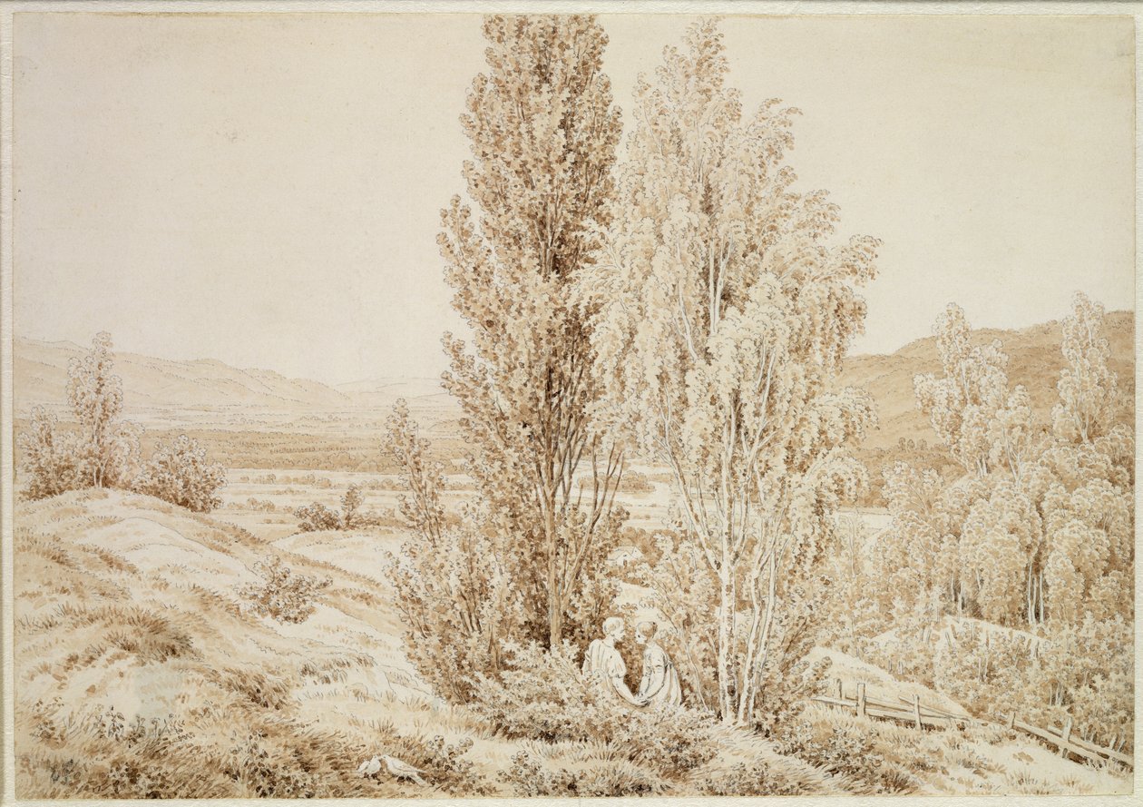 Yaz (kağıt üzerine sepya mürekkebi ve kurşun kalem) by Caspar David Friedrich