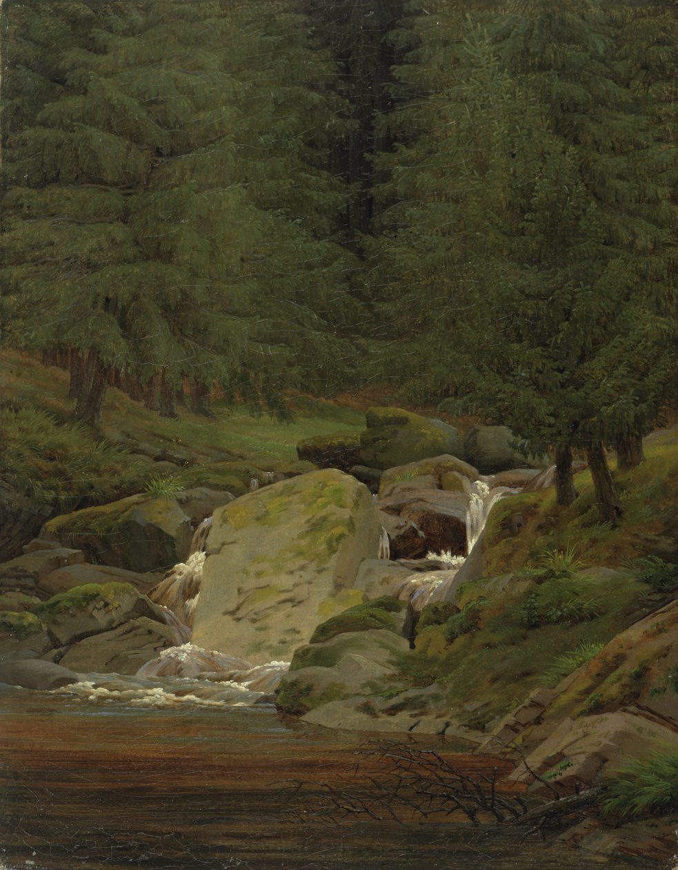Şelalenin Yanındaki Evergreens by Caspar David Friedrich