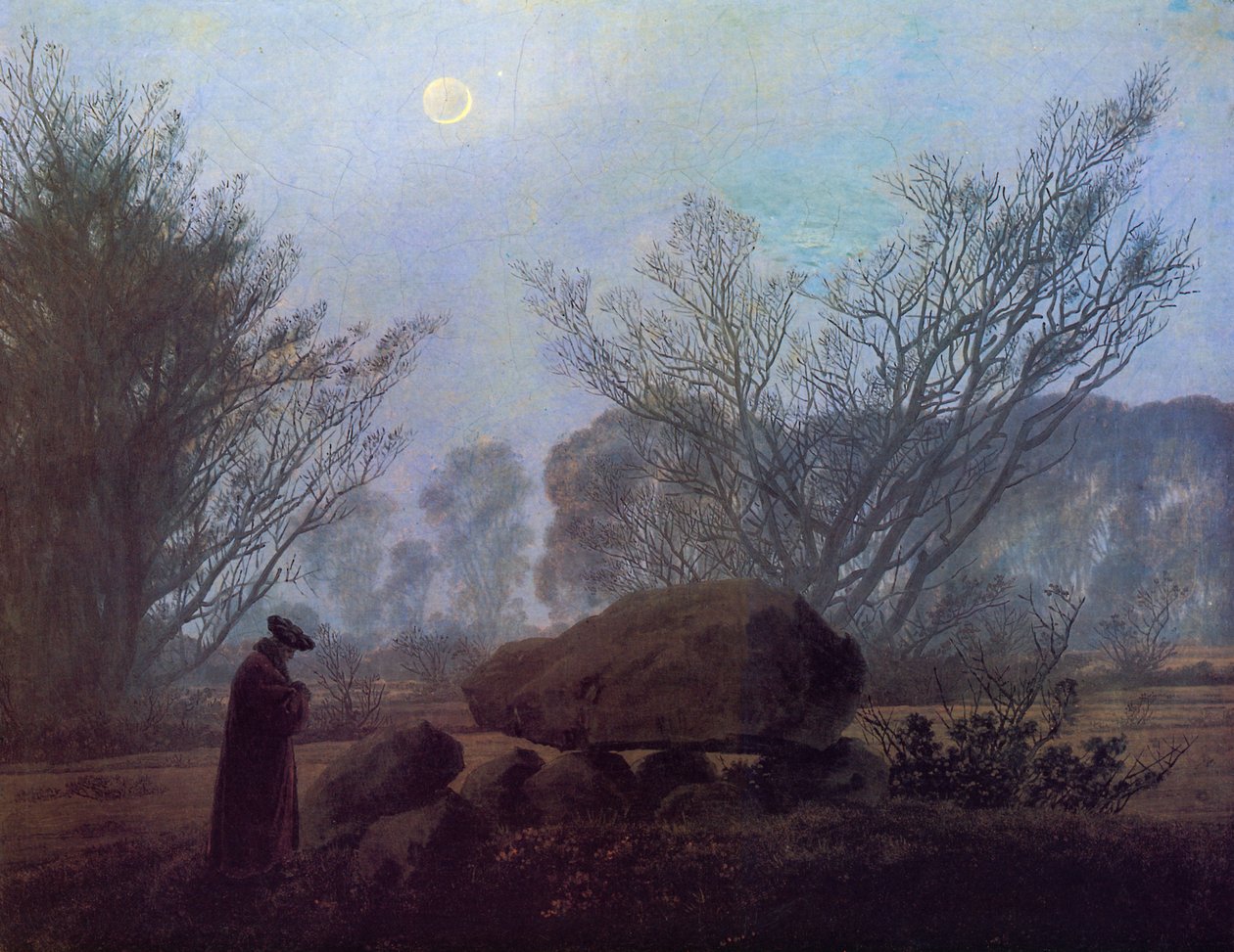 Alacakaranlıkta Yürümek (Bir Megaliti Düşünen Adam) by Caspar David Friedrich