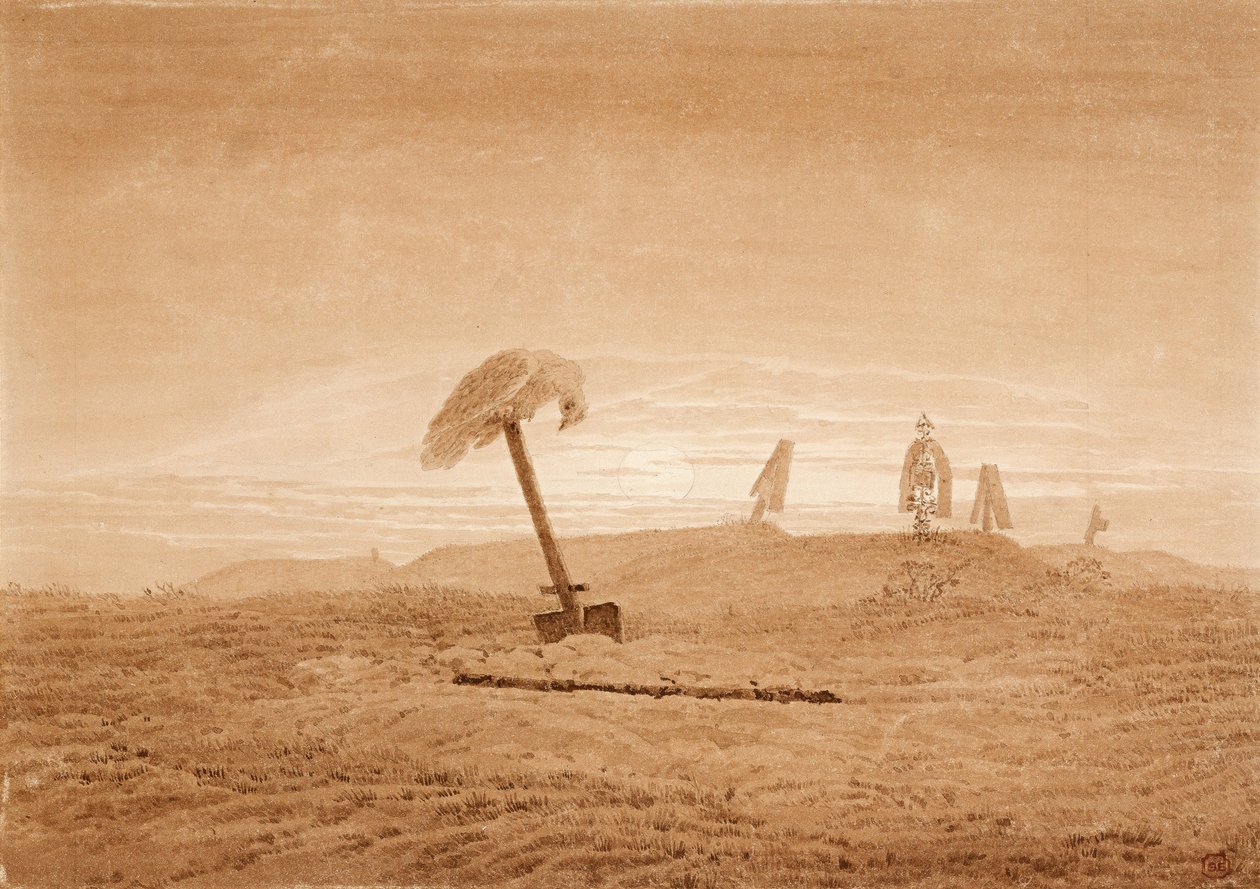 Mezarlı Peyzaj, c. 1835-1837 by Caspar David Friedrich
