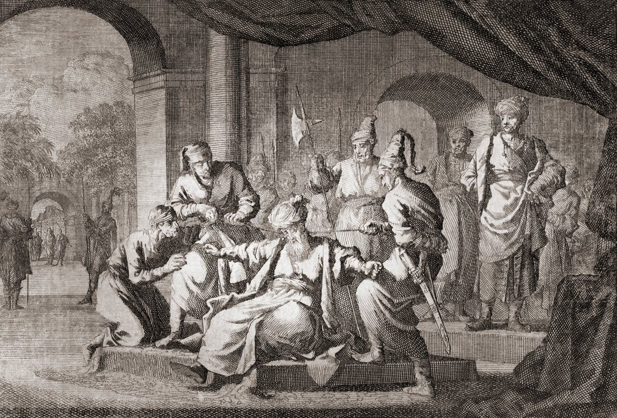 Noble ipek kordonla boğuldu. Osmanlı İmparatorluğu (baskı) by Caspar (after) Luyken