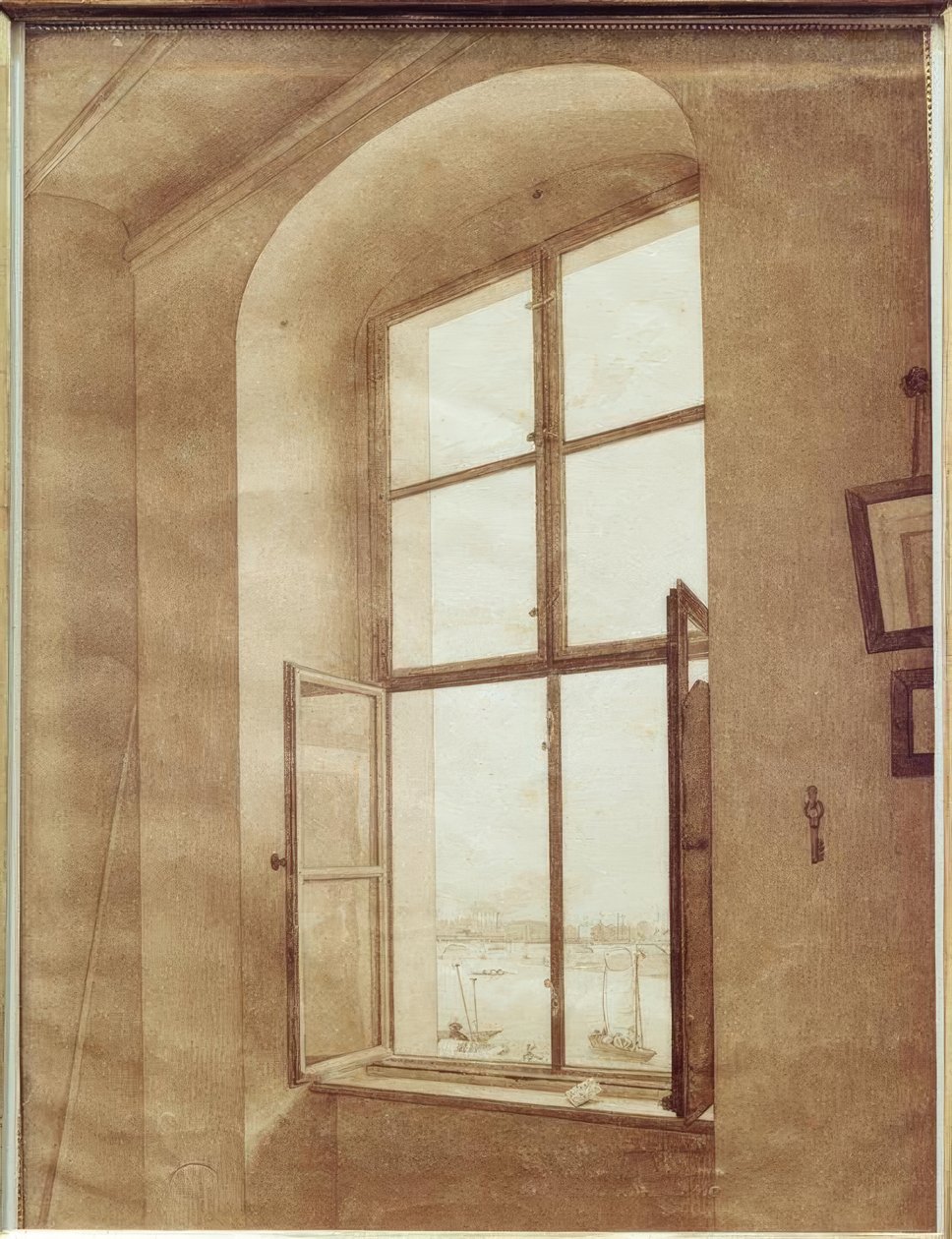 Sanatçının stüdyosundan görünüm (sol pencere) by Caspar David Friedrich