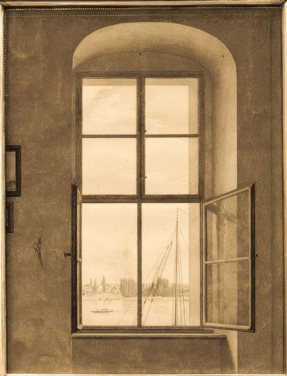 Sanatçının stüdyosundan görünüm (sağ pencere) by Caspar David Friedrich