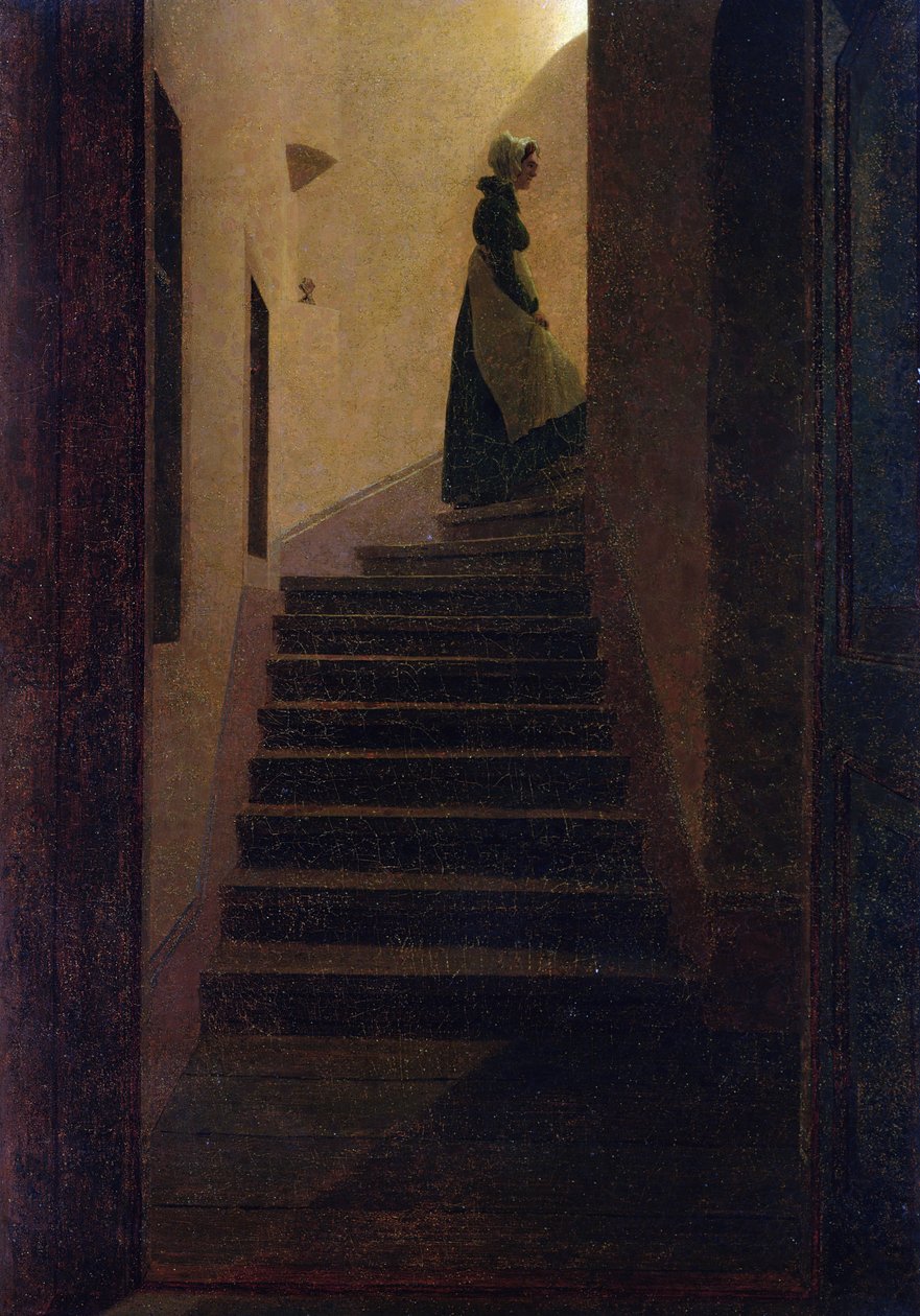 Merdivenlerde Caroline (tuval üzerine yağlı boya) by Caspar David Friedrich
