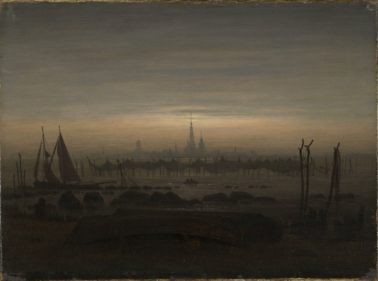 Ay Işığında Greifswald by Caspar David Friedrich