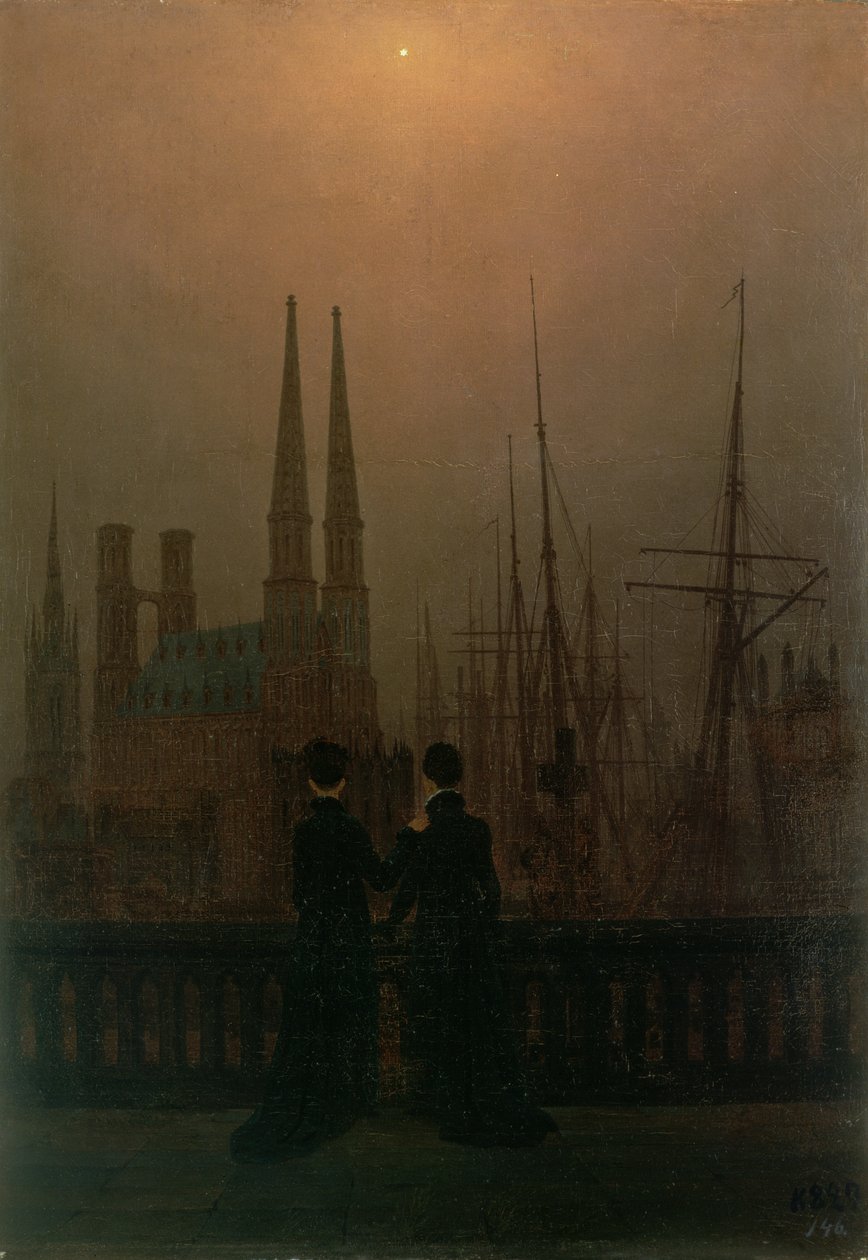 Harbour at Night (Kızkardeşler), c.1818-20 by Caspar David Friedrich