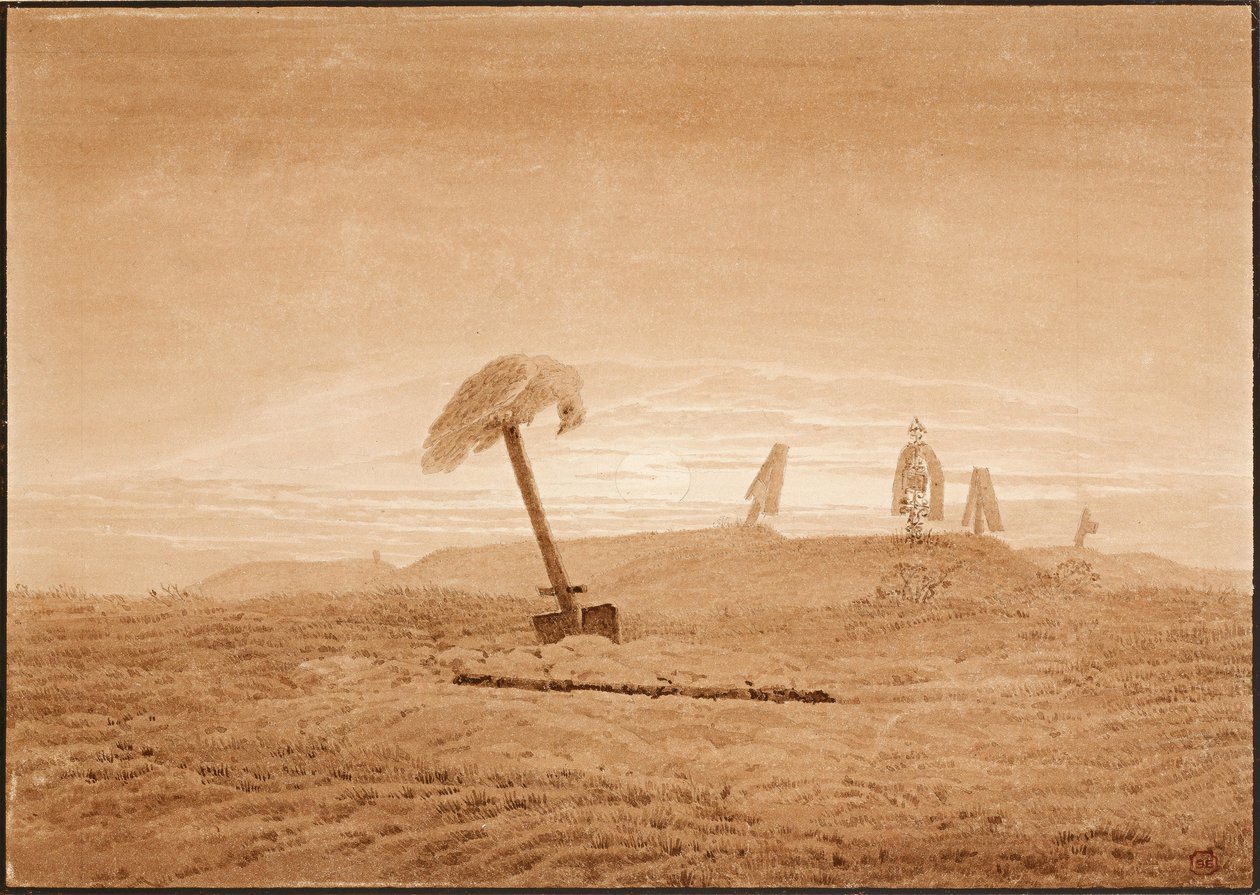 Mezarlı Manzara, 1836 civarı by Caspar David Friedrich