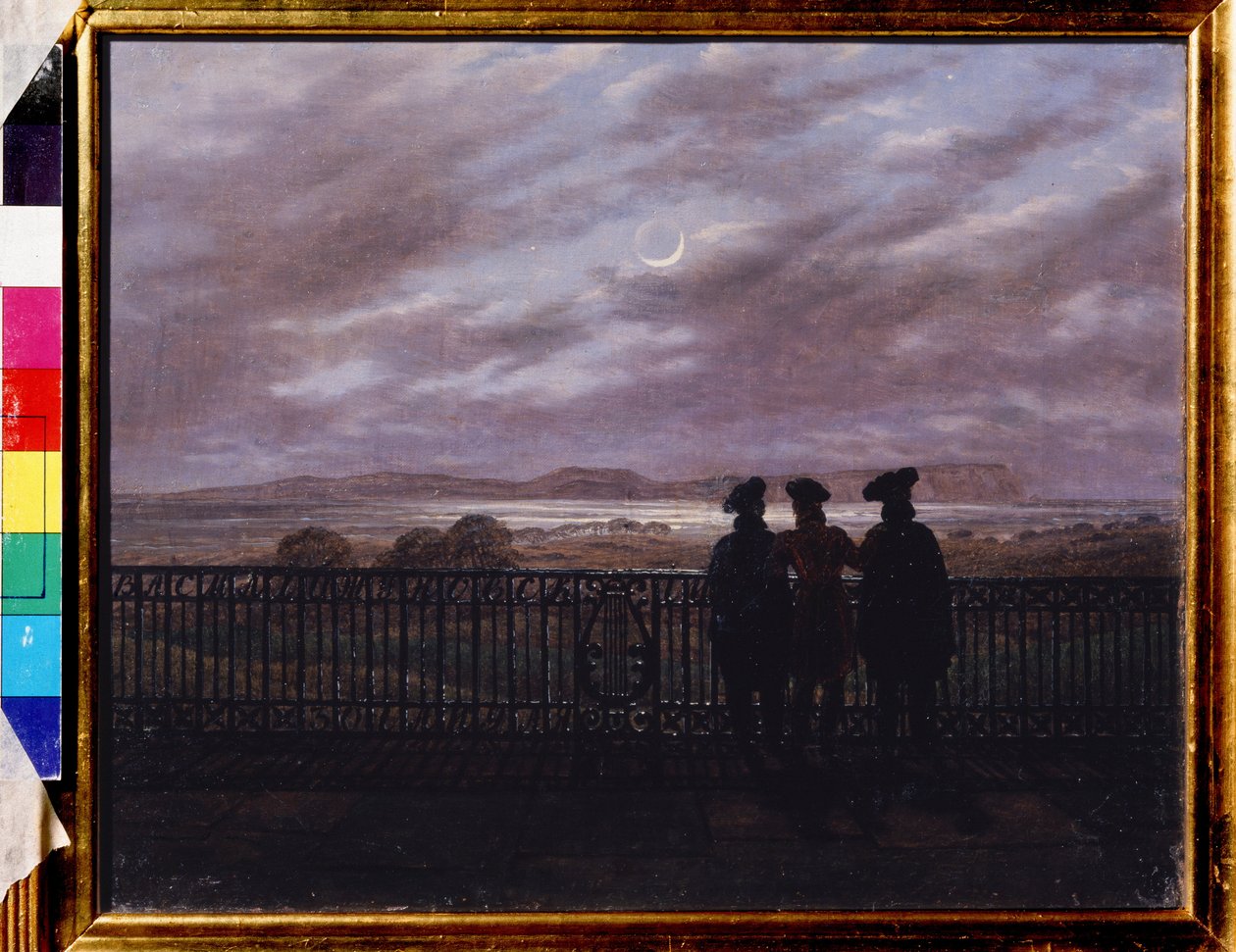 "" Les poetes russes Vassili Joukovsky (Zhukovsky) (1783-1852), Ivan Tourgueniev (Tourgueneff) (1818-1883) ve Alexandre Ivan Tourgueniev (1784-1846 vers) (The Poets V.A. Zhukovsky, Ivan Sergeyevich Turgenev ve Aleksandr Ivanovich Turgenev) ) Peinture de Ca by Caspar David Friedrich