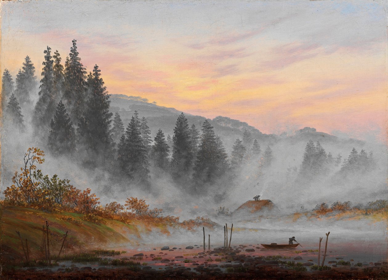 "" Moments de la journee: le matin "" (Günün saatleri: Sabah) Peinture de Caspar David Friedrich (1774-1840) 1821-1822 - Tuval üzerine yağlıboya Dim 22x30 cm Niedersaechsisches Landesmuseum, Hannover by Caspar David Friedrich
