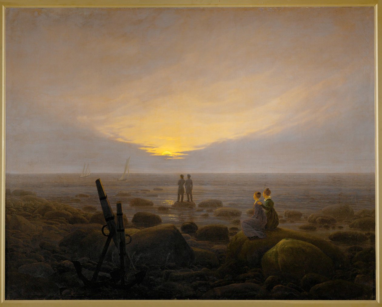 Deniz kıyısında ayın doğuşu (tuval üzerine yağlıboya) by Caspar David Friedrich