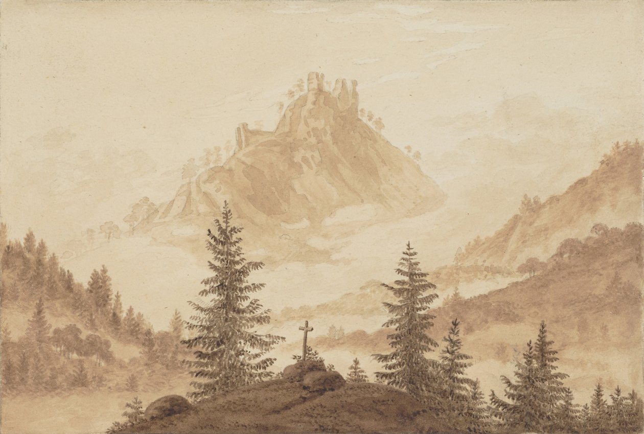 Vadide sisli dağ manzarası, yaklaşık 1805. by Caspar David Friedrich