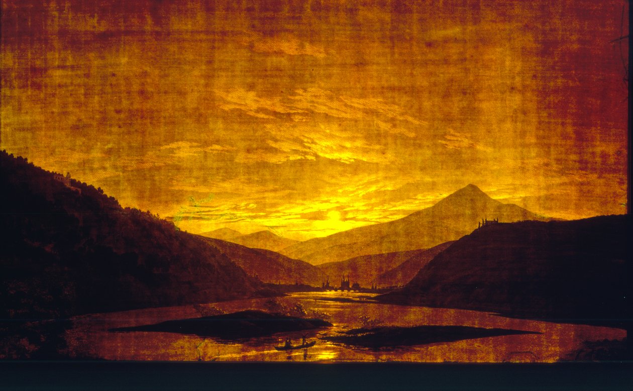 Dağlık Nehir Manzarası Geceleri, 1830-35 (şeffaf kağıt üzerinde wc ve tempera) (242025