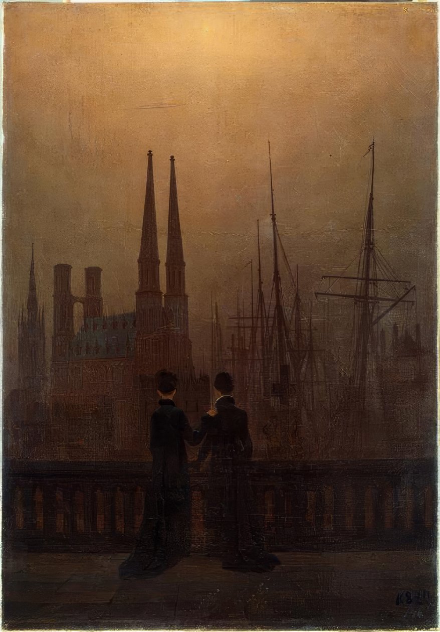 gece limanı by Caspar David Friedrich