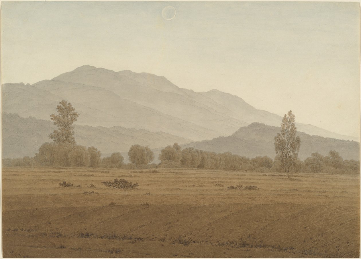 Riesengebirge Dağları'nın Üzerinde Yeni Ay by Caspar David Friedrich