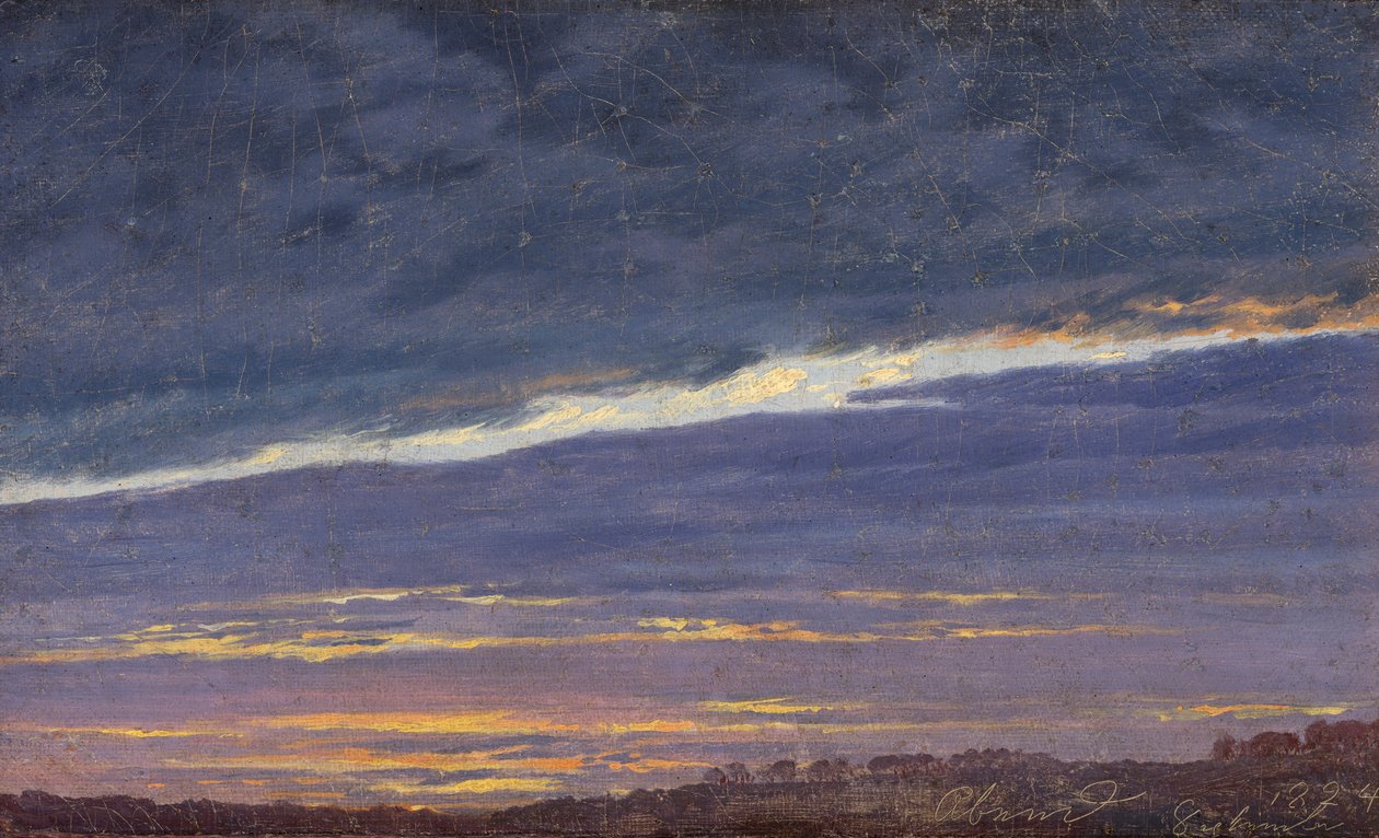 Her gece bulutlu gökyüzü Akşam, 1824. by Caspar David Friedrich