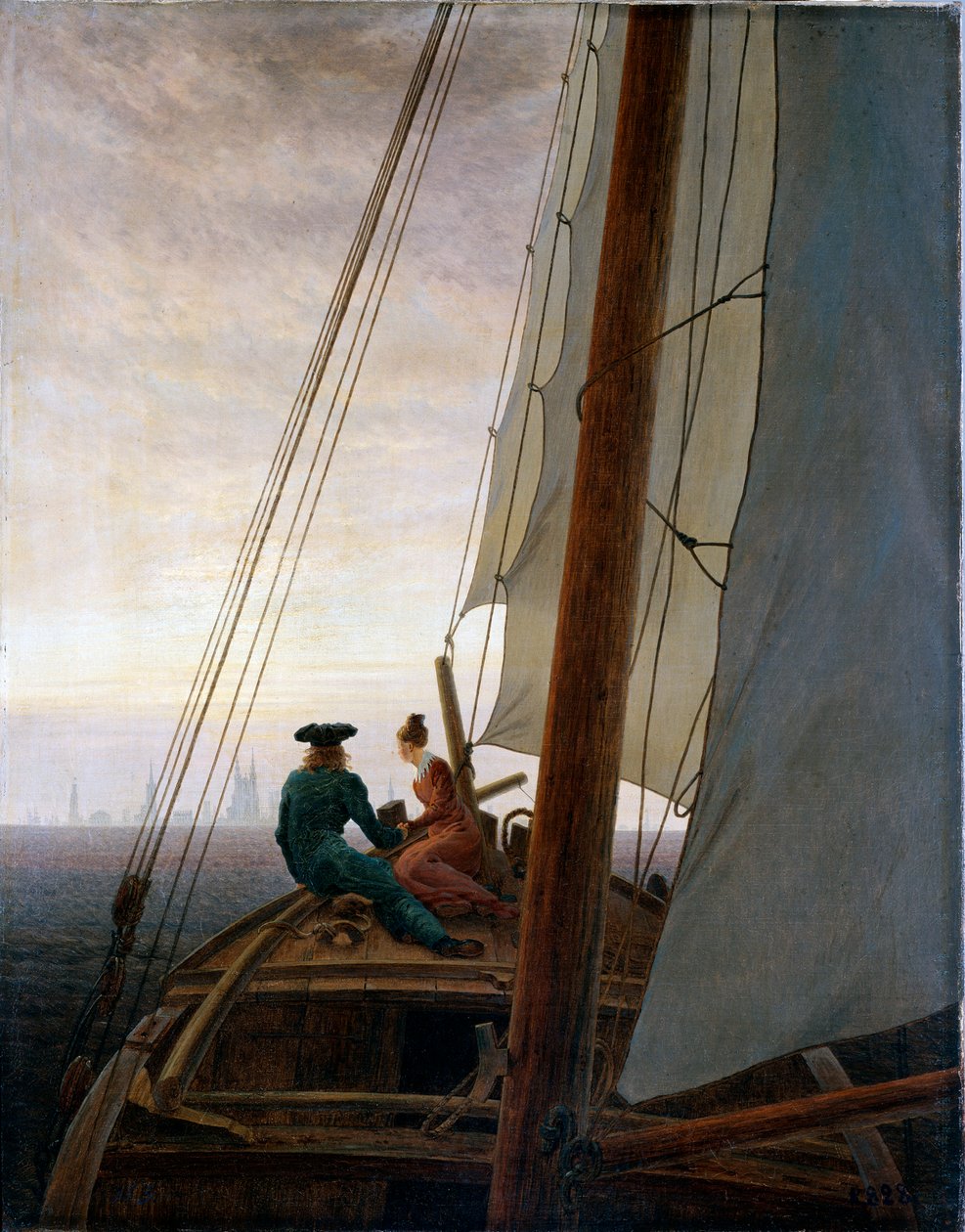 1818 ve 1820 yılları arasında bir Yelkenli Gemide. by Caspar David Friedrich