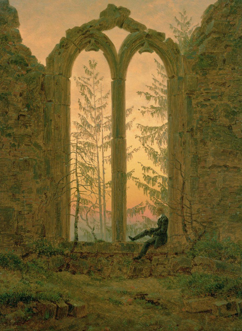 Oybin Manastırı Harabeleri (The Dreamer) 1835-40 (tuval üzerine yağlı boya) by Caspar David Friedrich