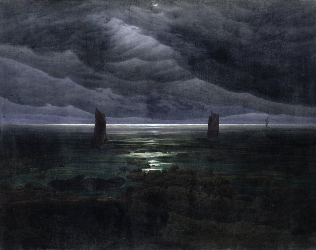 Ay ışığında deniz kıyısı by Caspar David Friedrich