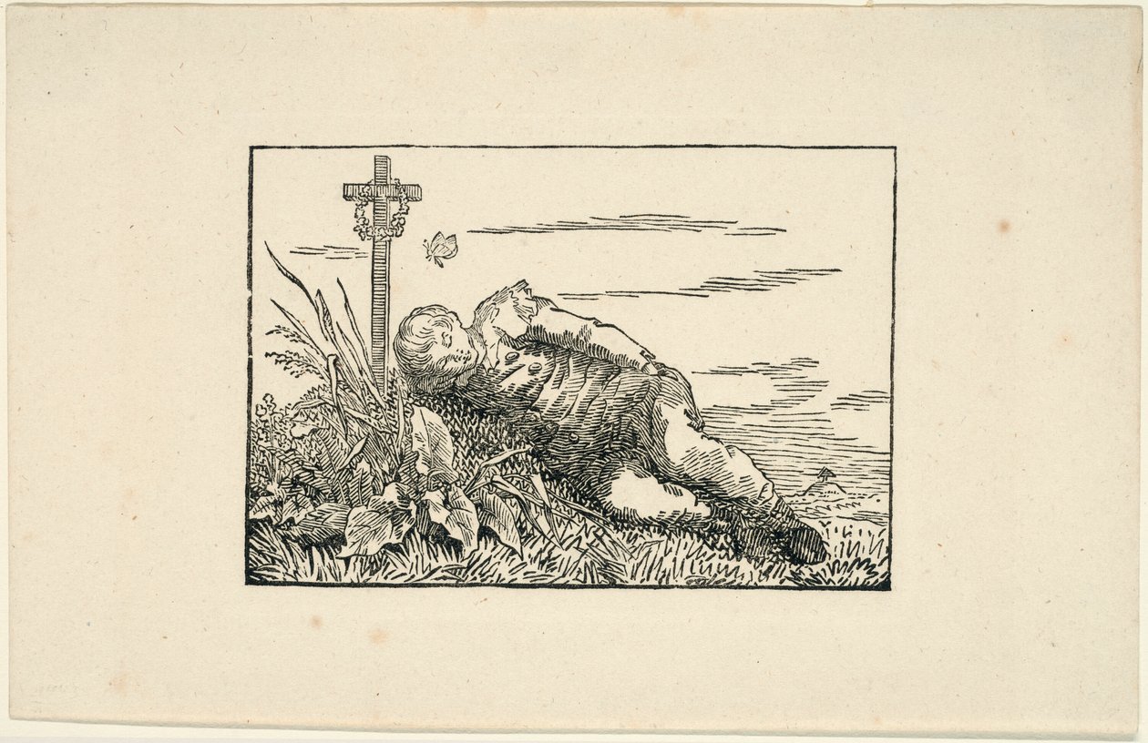 Mezarda yatan genç adam by Caspar David Friedrich