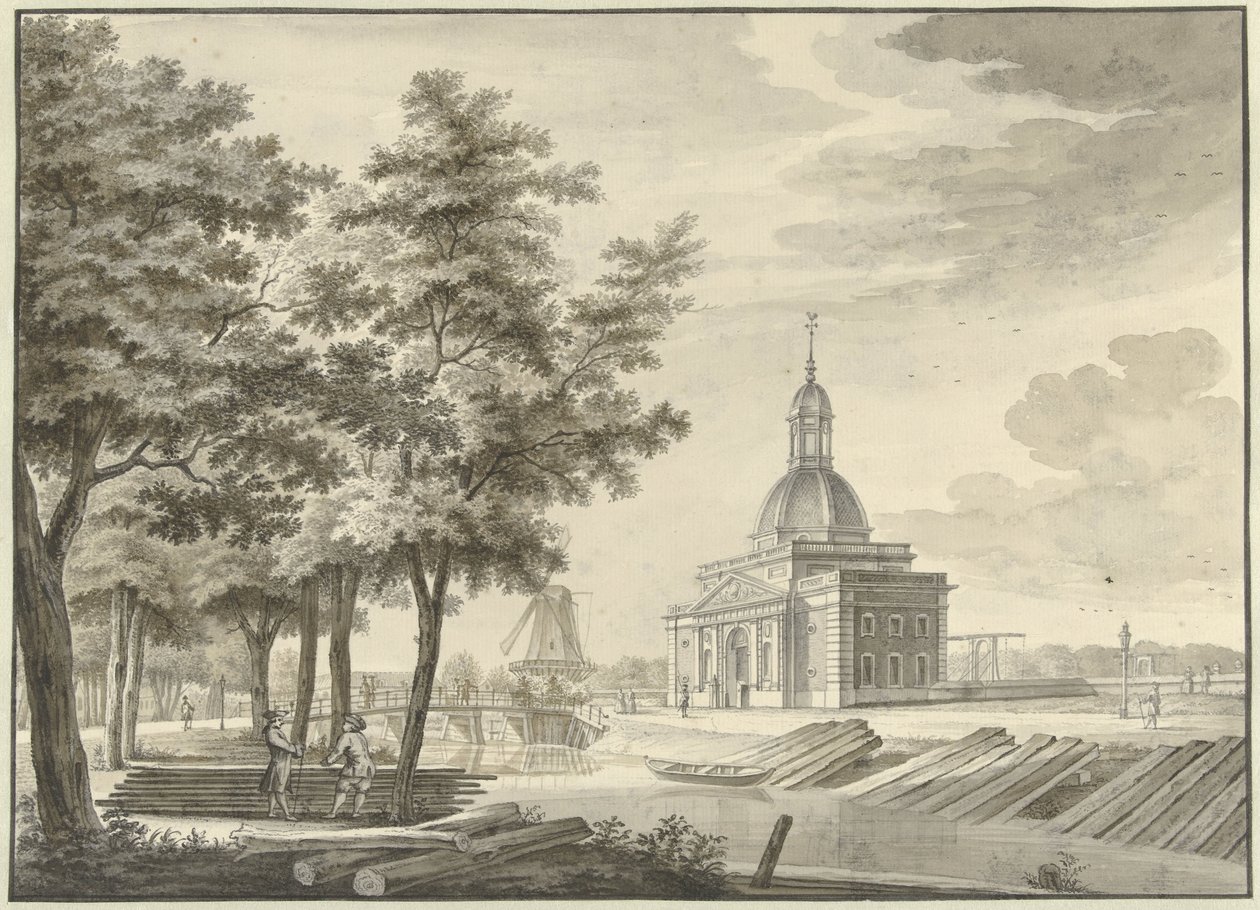 Yeni inşa edilen Muiderpoort'un görünümü, 1771 by Caspar Jacobsz. Philips