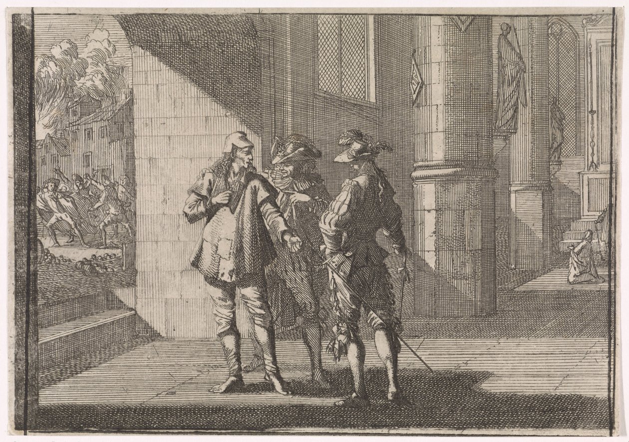 Masaniello, Bir Kilisede İki Soylu ile Konuşuyor, 1647 by Caspar Luyken (attributed to)